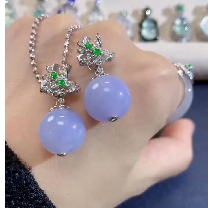 玥集珠宝 18K金翡翠紫珠百搭吊坠多样性发货一件紫货有一定色差LF