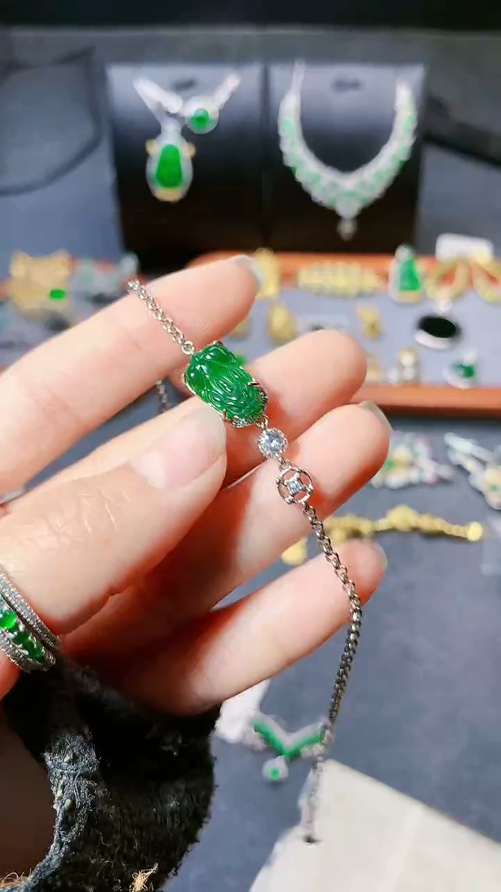 【闪购商品】翡翠手链银S925镶嵌手链