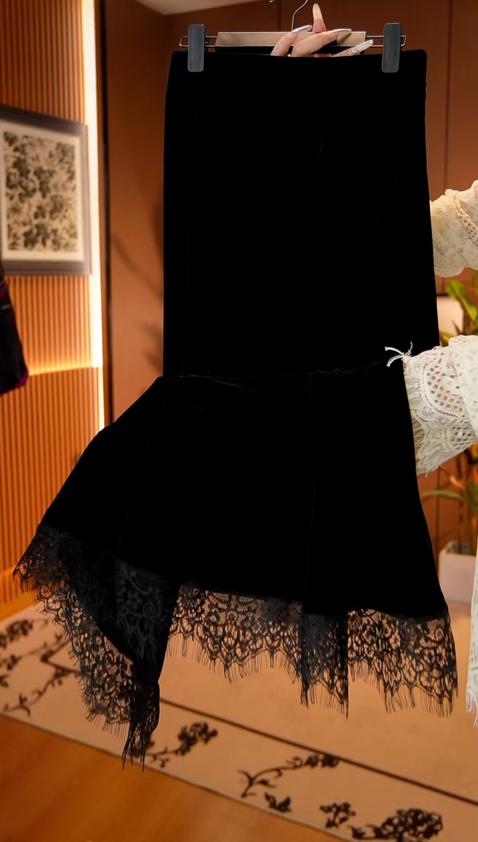 丝绒重工天花板重工早秋半身裙2025c8771-林林玫瑰仓