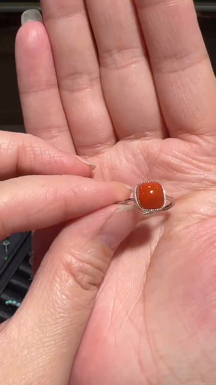 【闪购商品】南红玛瑙戒指银S925镶嵌南红