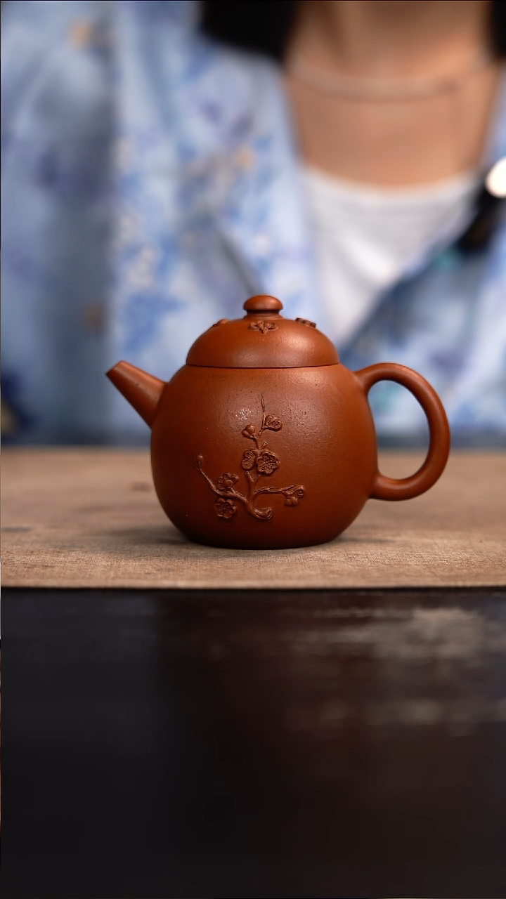 紫砂茶壶龙蛋朱泥130cc