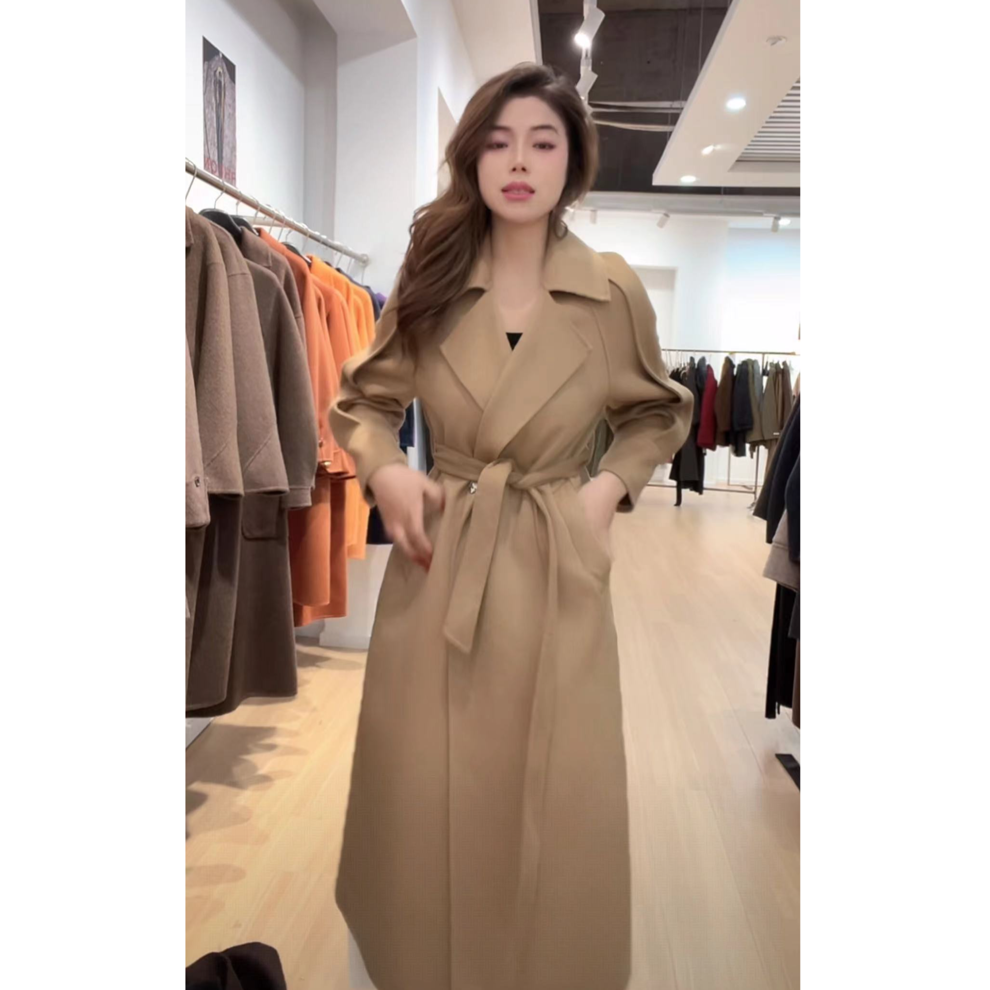 【楠大专属】2025冬女士绵羊毛大衣腰带毛呢大衣DC2567