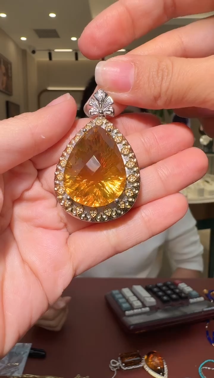 吊坠(不含链)银S925镶嵌黄晶087