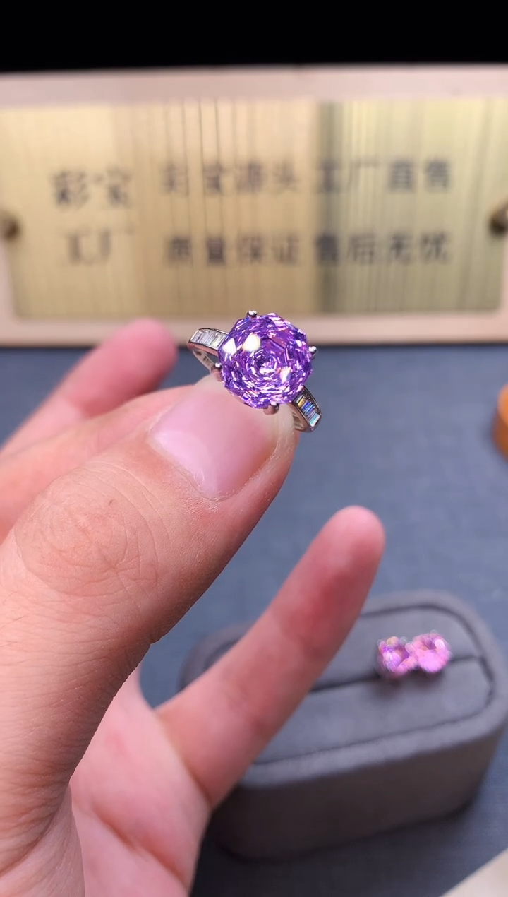 戒指锂辉石银S925镶嵌4532