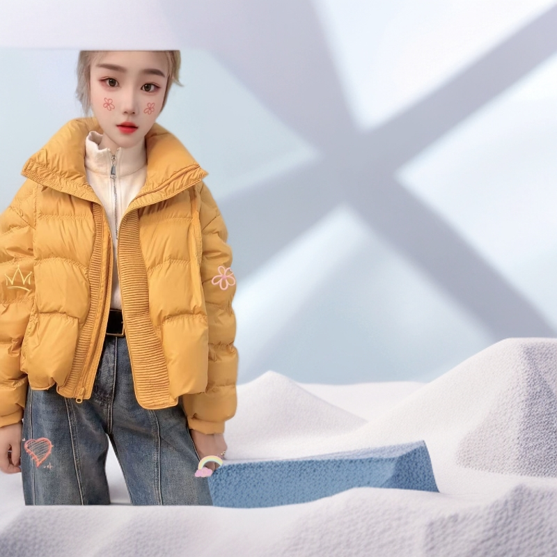 90 新国标白鸭绒  立领短款加绒加厚款冬季女装加厚优等品