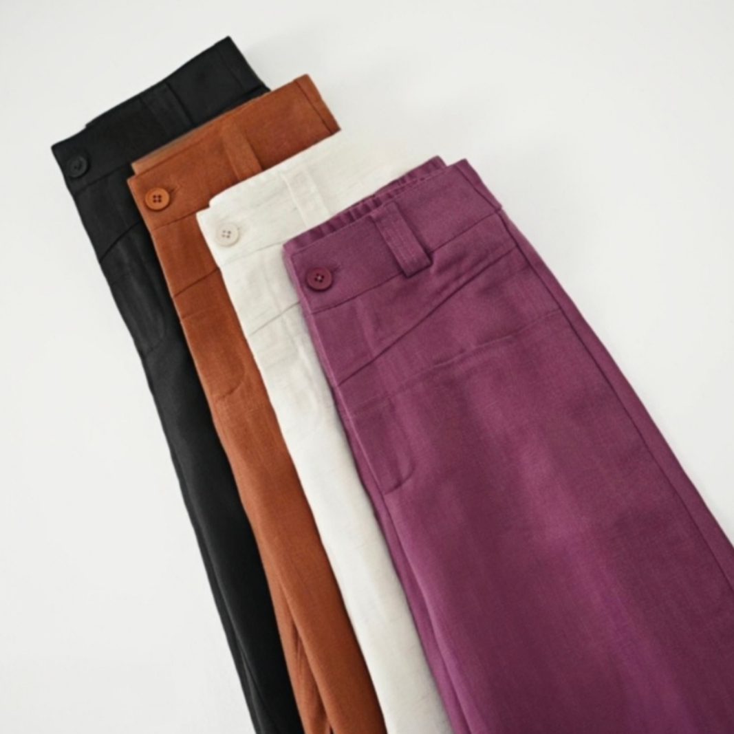 【甩货】 夏季新款雨露亚麻休闲裤阔腿长裤女高腰舒爽直筒裤D621