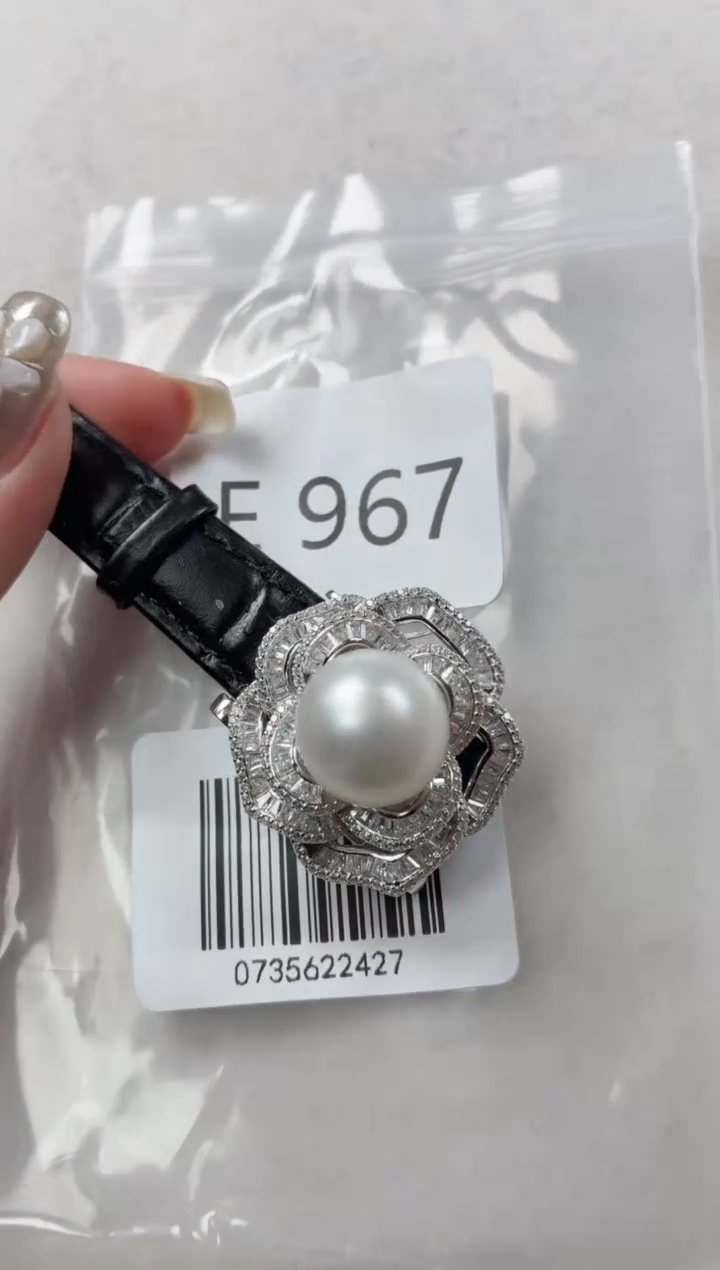 银S925镶嵌手表海水珍珠E967