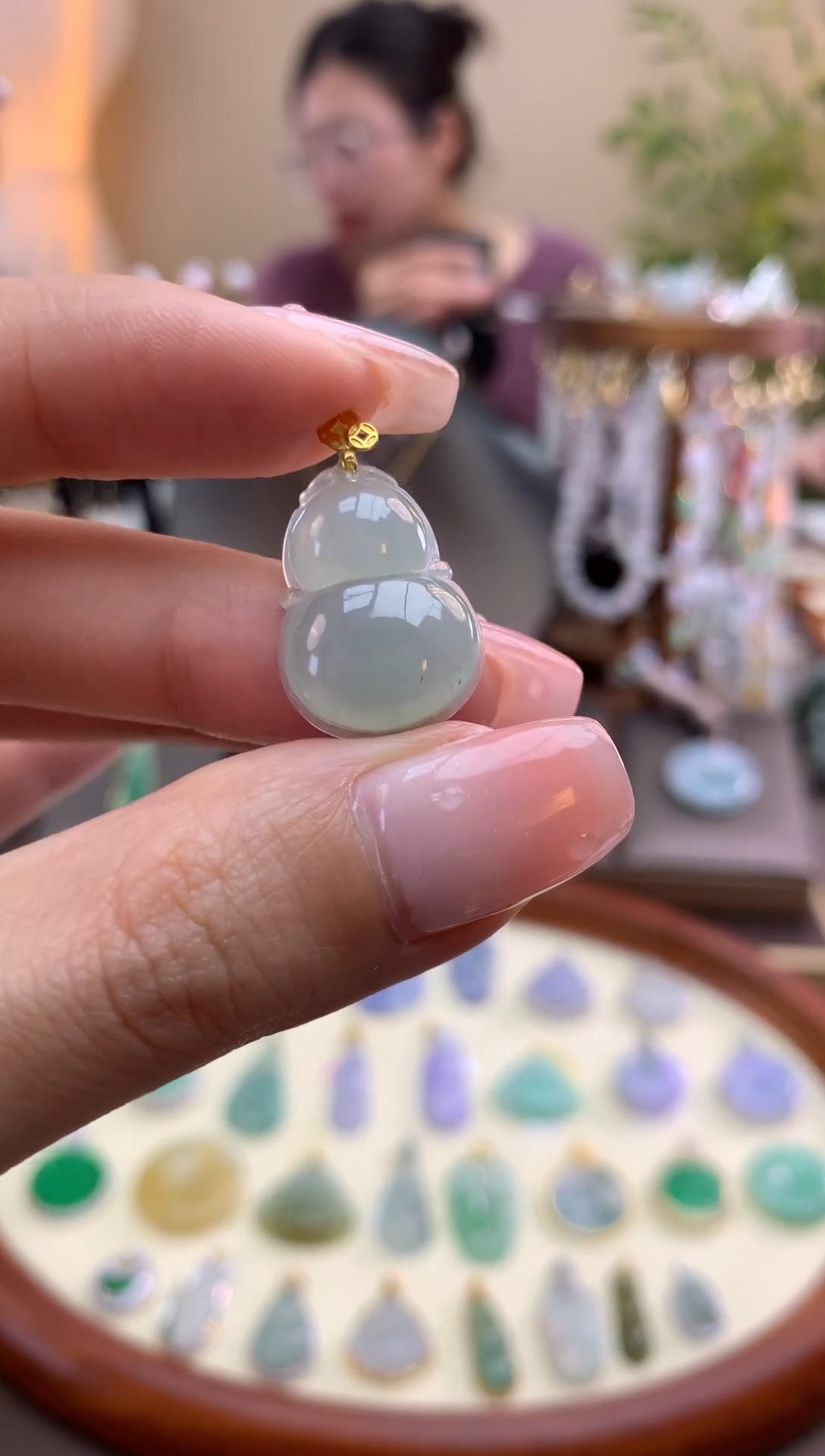 【闪购商品】翡翠颈饰18K金镶嵌葫芦