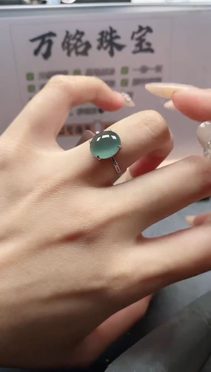 银S925镶嵌戒指翡翠51511