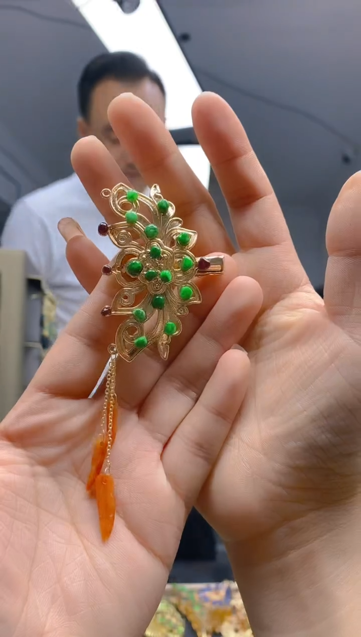 【闪购商品】翡翠耳饰合金175翡翠发簪