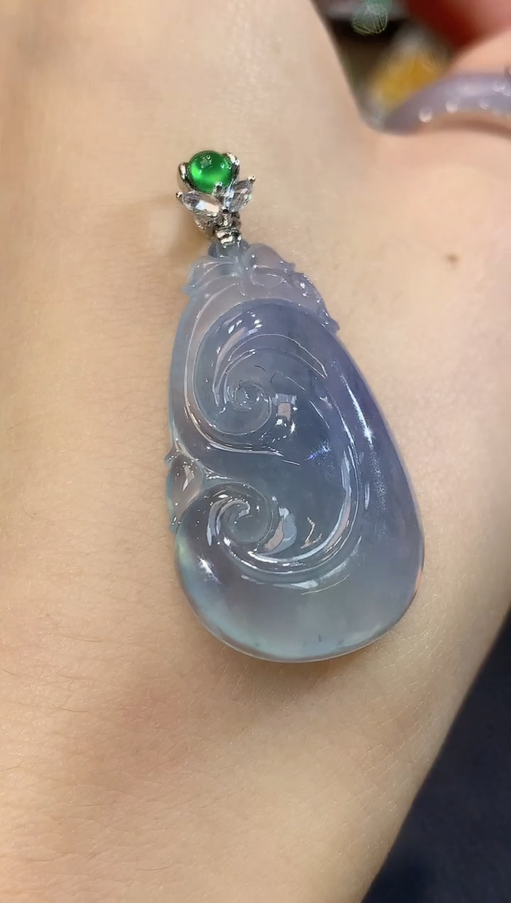 吊坠(不含链)18K金镶嵌翡翠D28