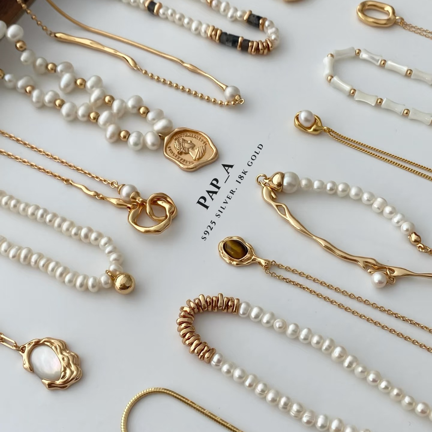 铜合金仿珍珠手镯 对版带钢印手镯集合链接