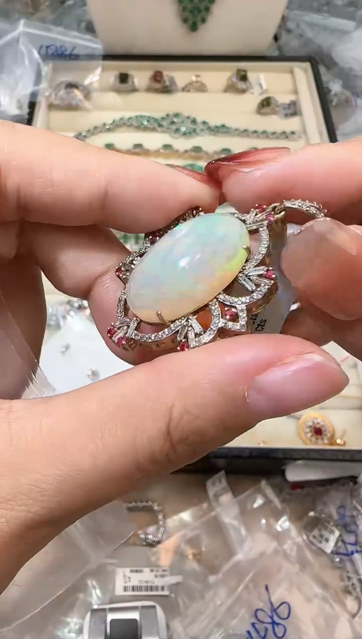 【闪购商品】定制欧泊银S925镶嵌吊坠