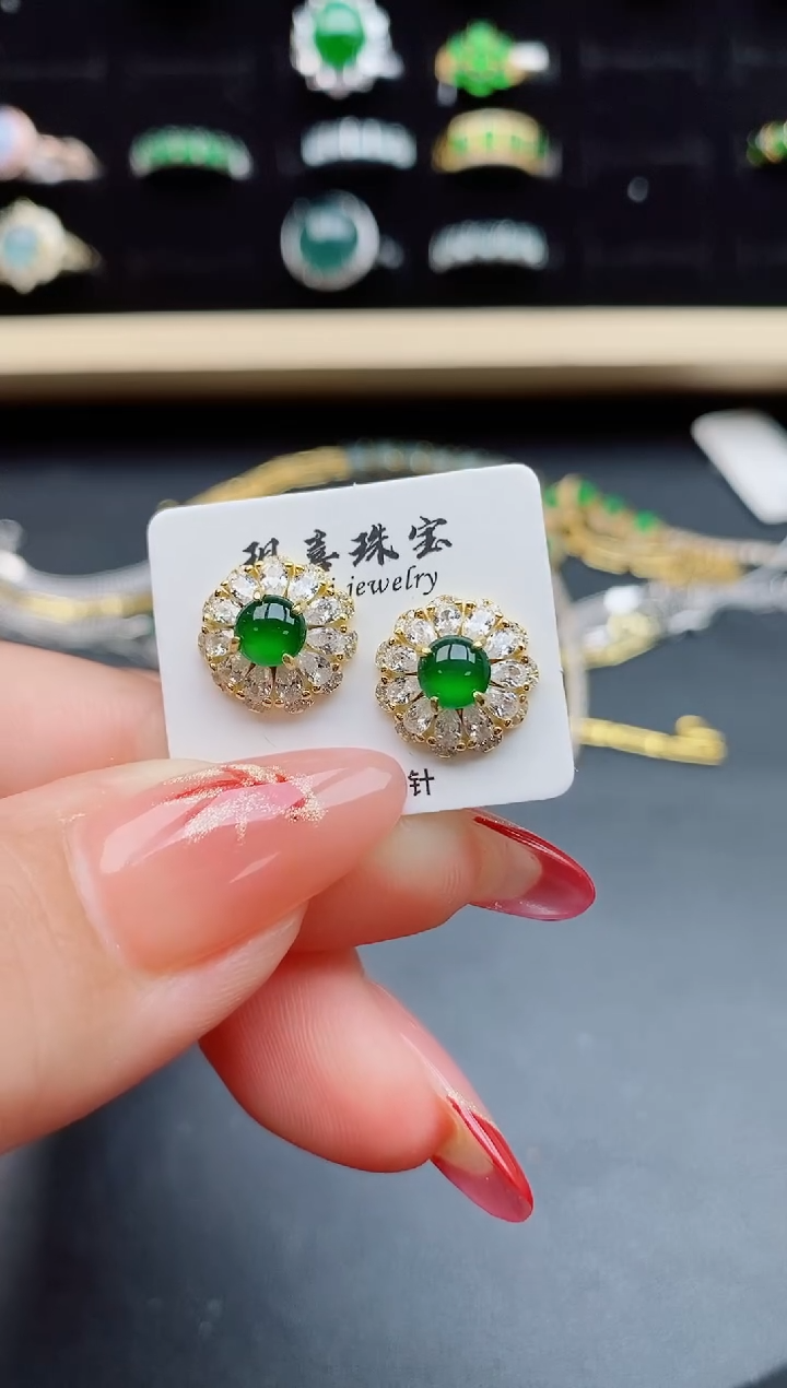 【闪购商品】翡翠耳饰银S925镶嵌1321321