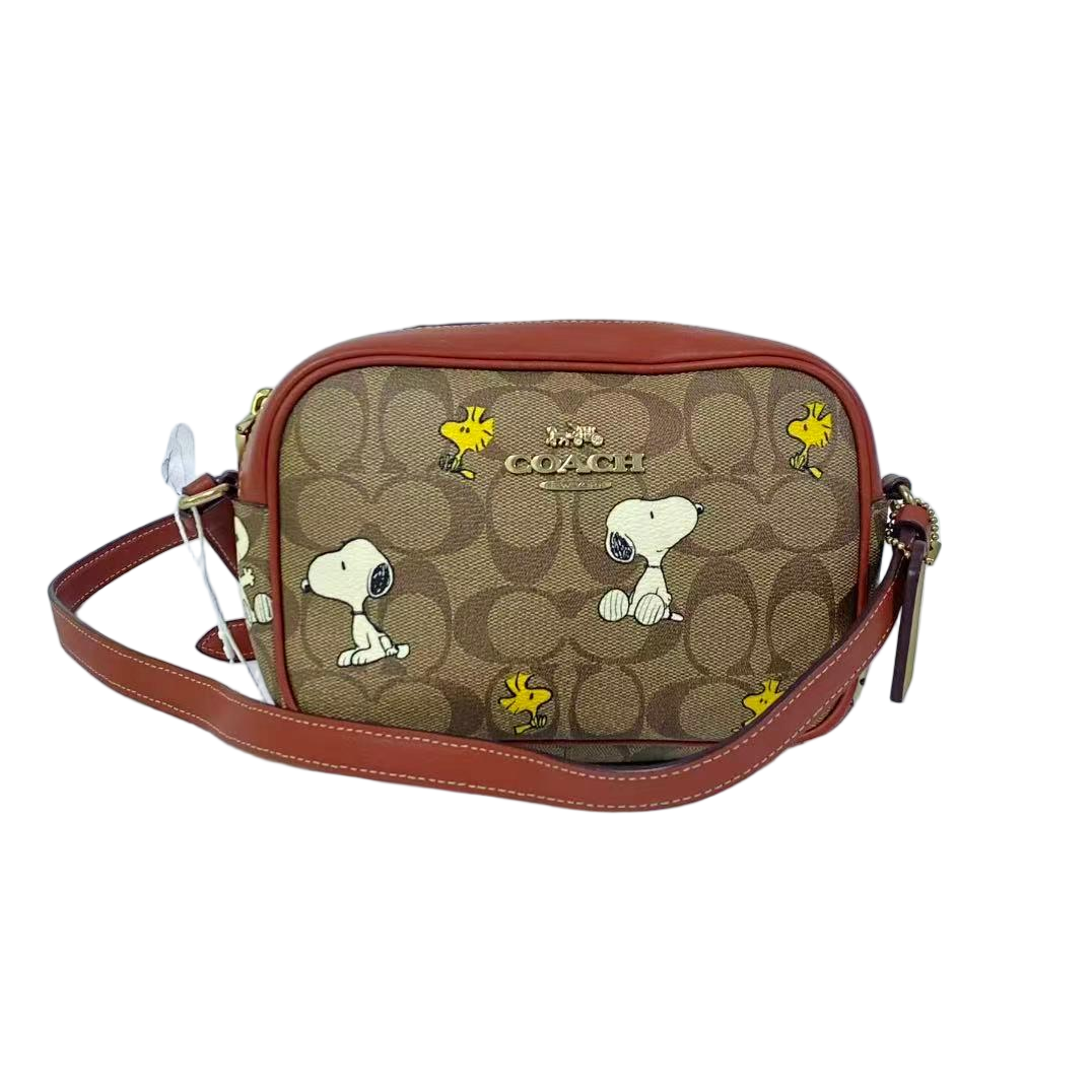 95新 COACH/蔻驰 经典老花PVC拼皮史努比斜挎相机包 SH-30984-A