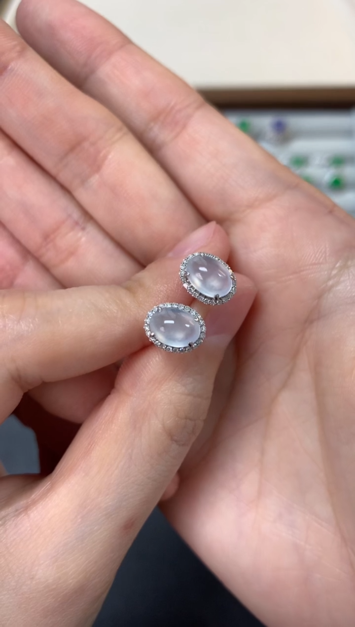 【闪购商品】翡翠耳饰18K金镶嵌耳饰4680