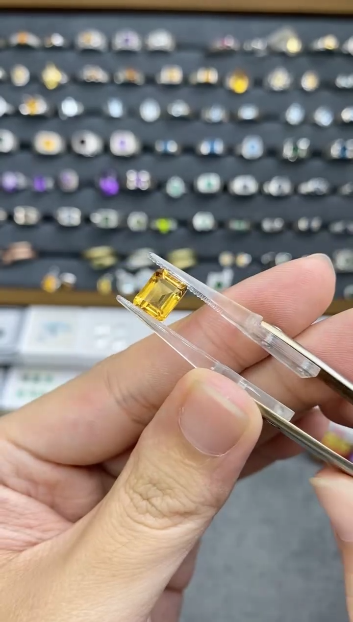 银S925镶嵌珠宝半成品黄晶刘*7*9mm裸石