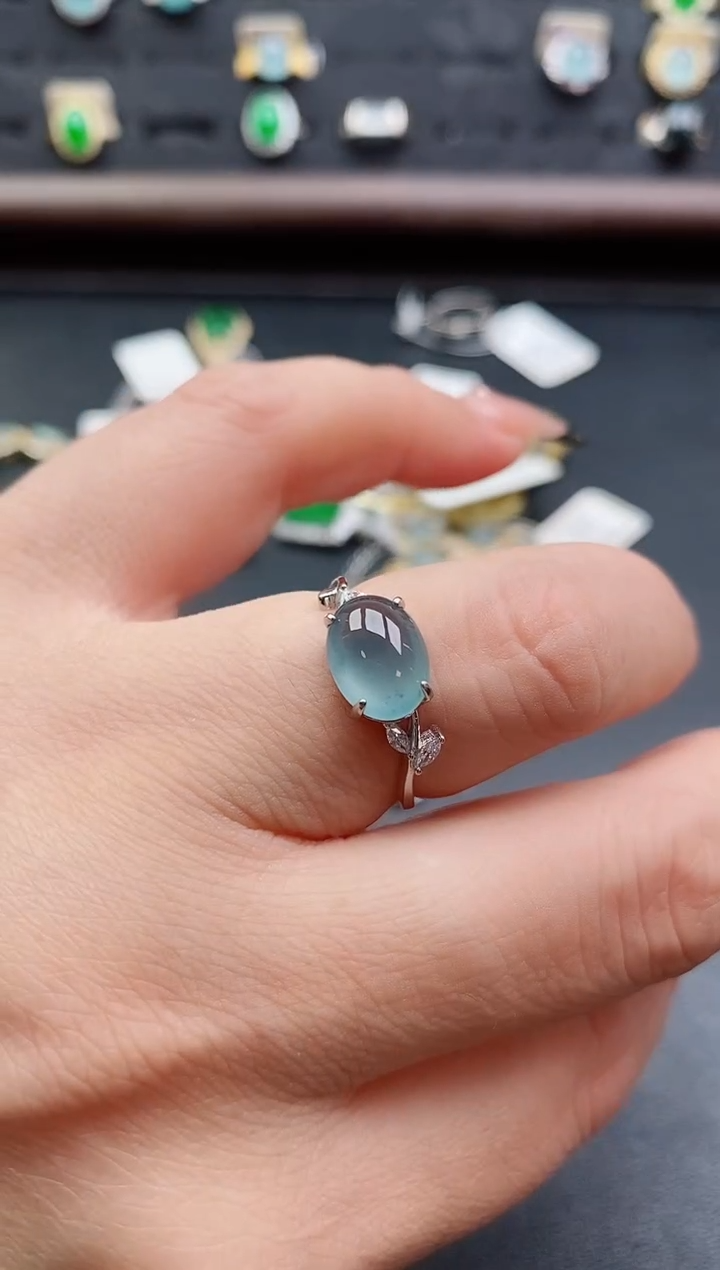 银S925镶嵌戒指翡翠1