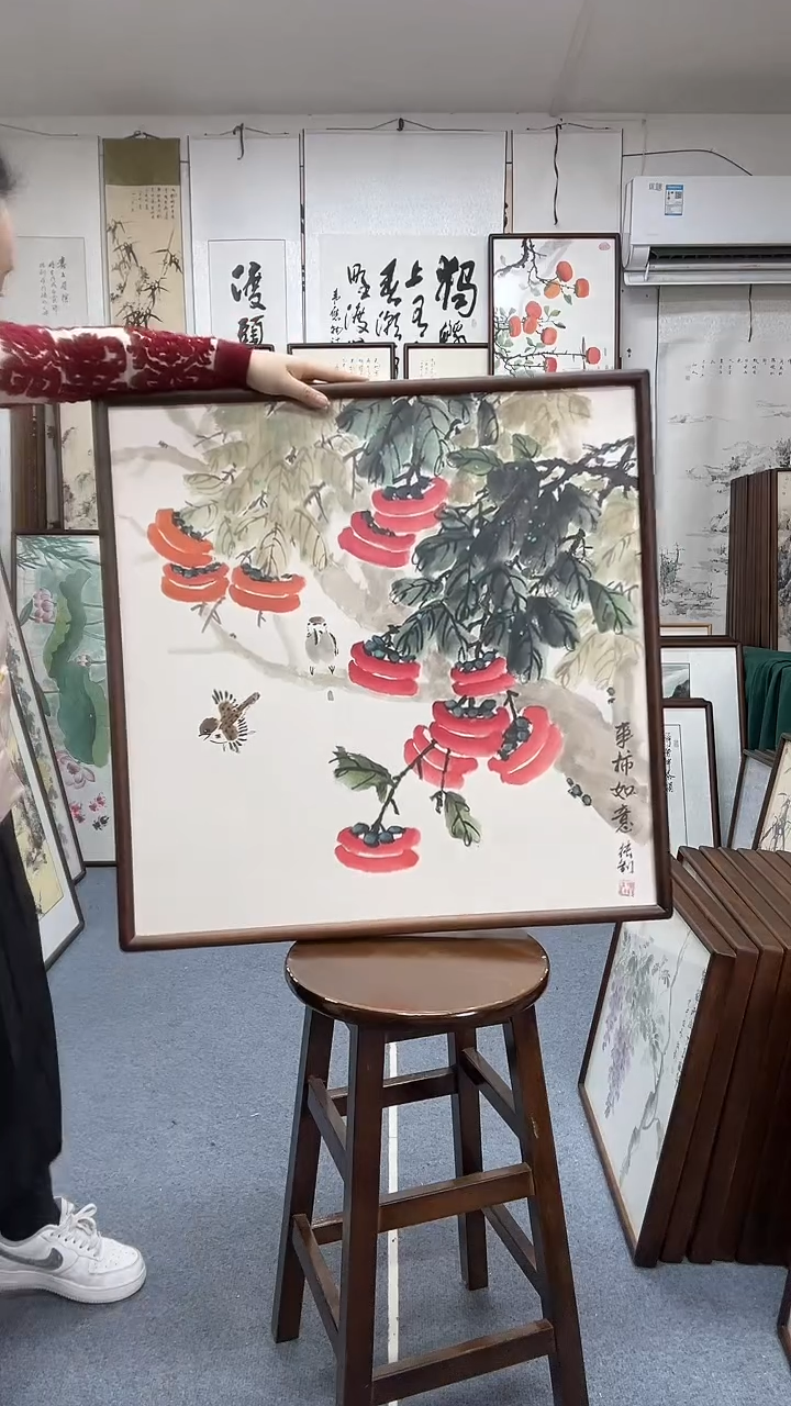 国画尺寸70*70实木画框京东包邮手绘