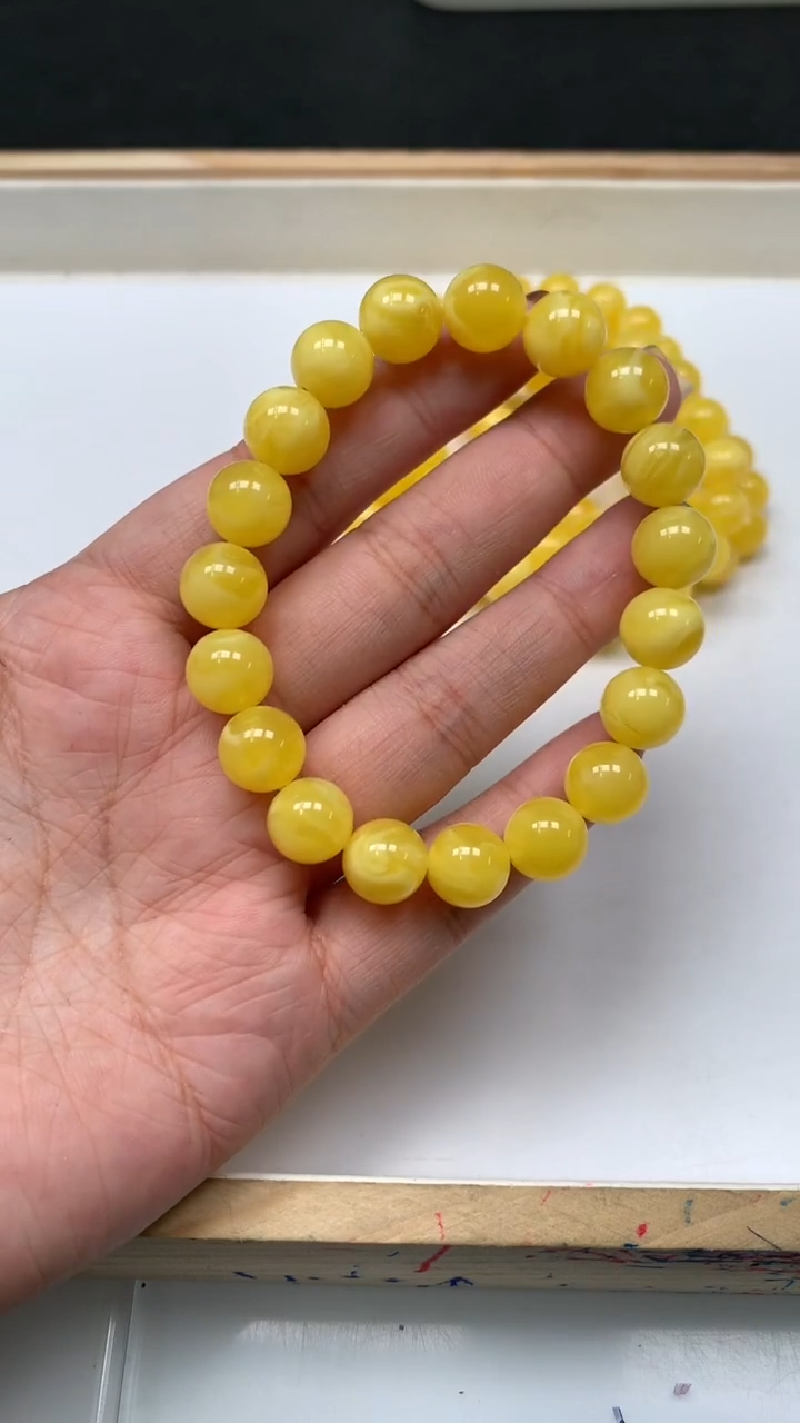 裸石蜜蜡未镶嵌M44 白花蜡10mm1条15元