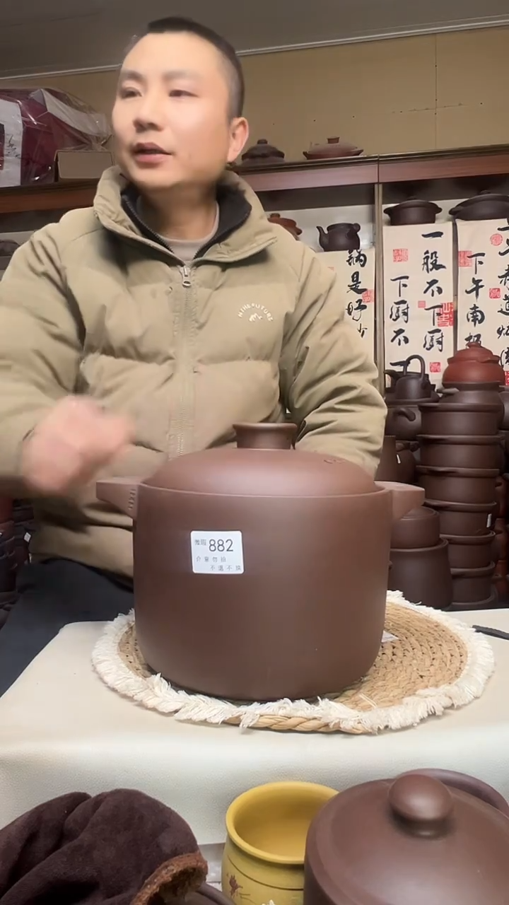 宜兴紫砂微瑕4升筒锅紫泥 882