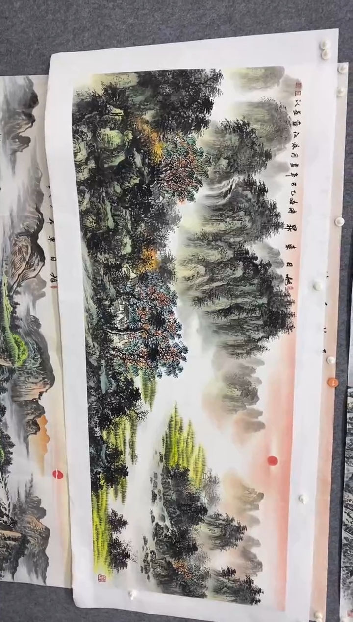 国画福利！ 沈泳江 手绘 小六尺180*70cm  旭日东升 原价499