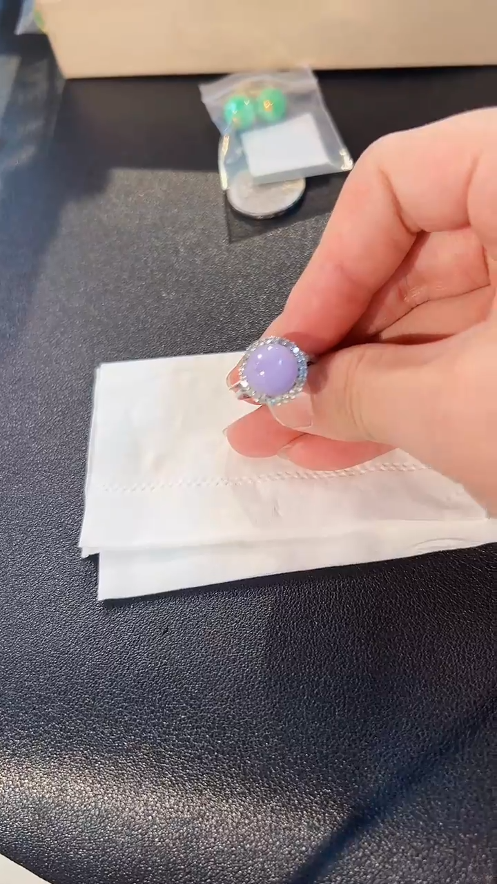 翡翠戒指银S925镶嵌缅料A货/支持复检/一件