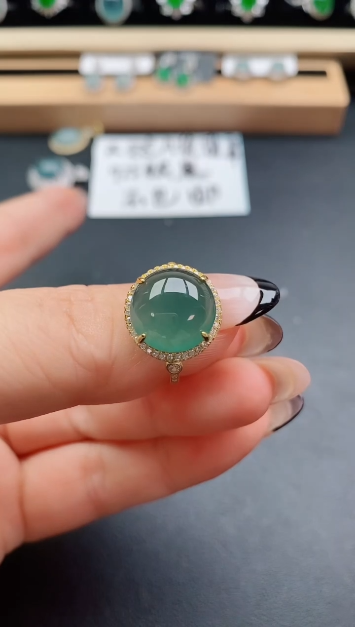 翡翠戒指银S925镶嵌50805