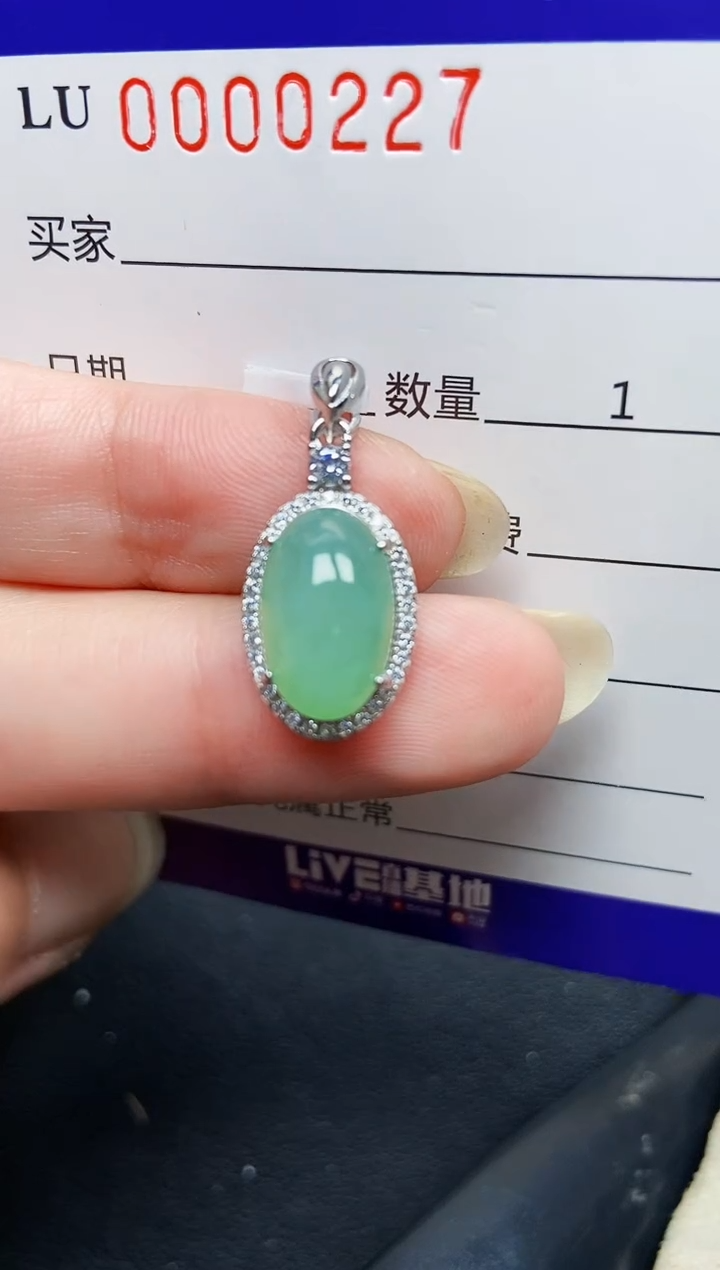 翡翠银S925镶嵌颈饰0227