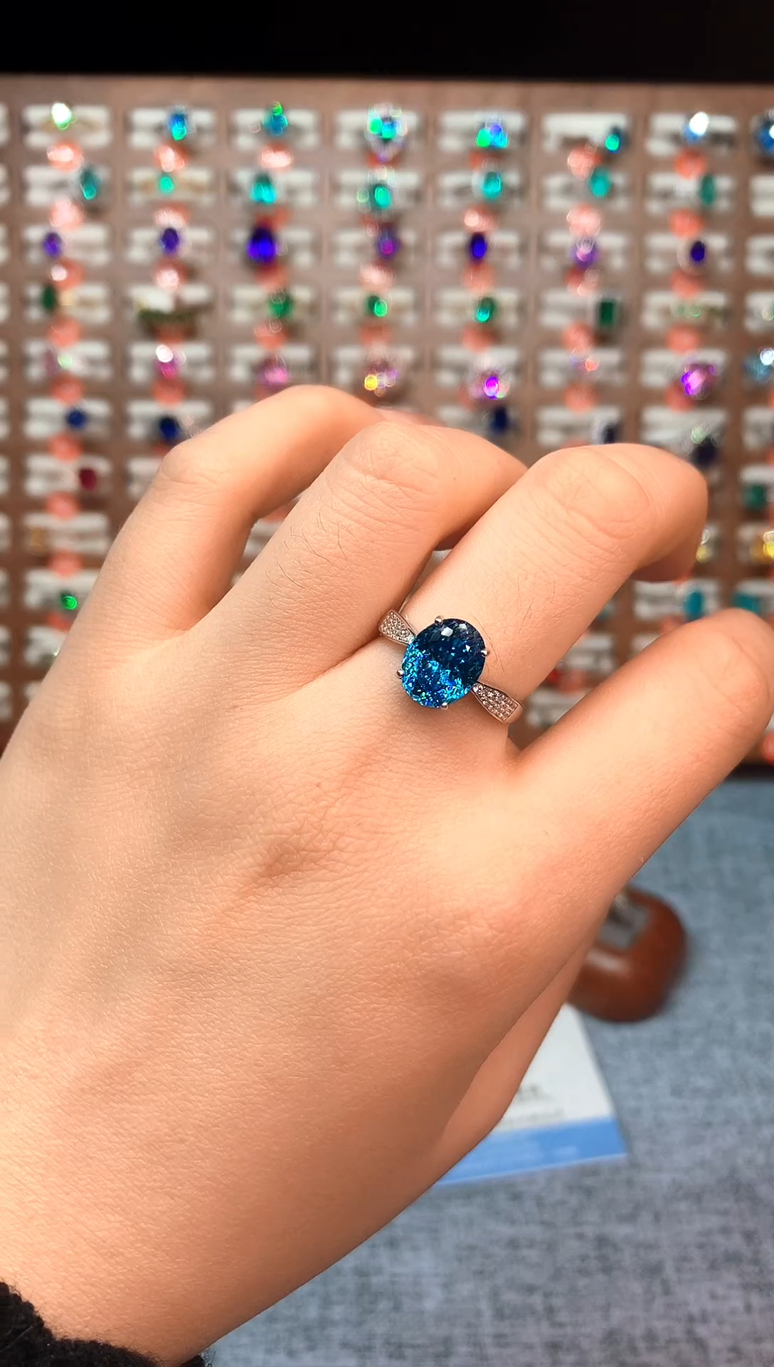 银S925镶嵌戒指碧玺...