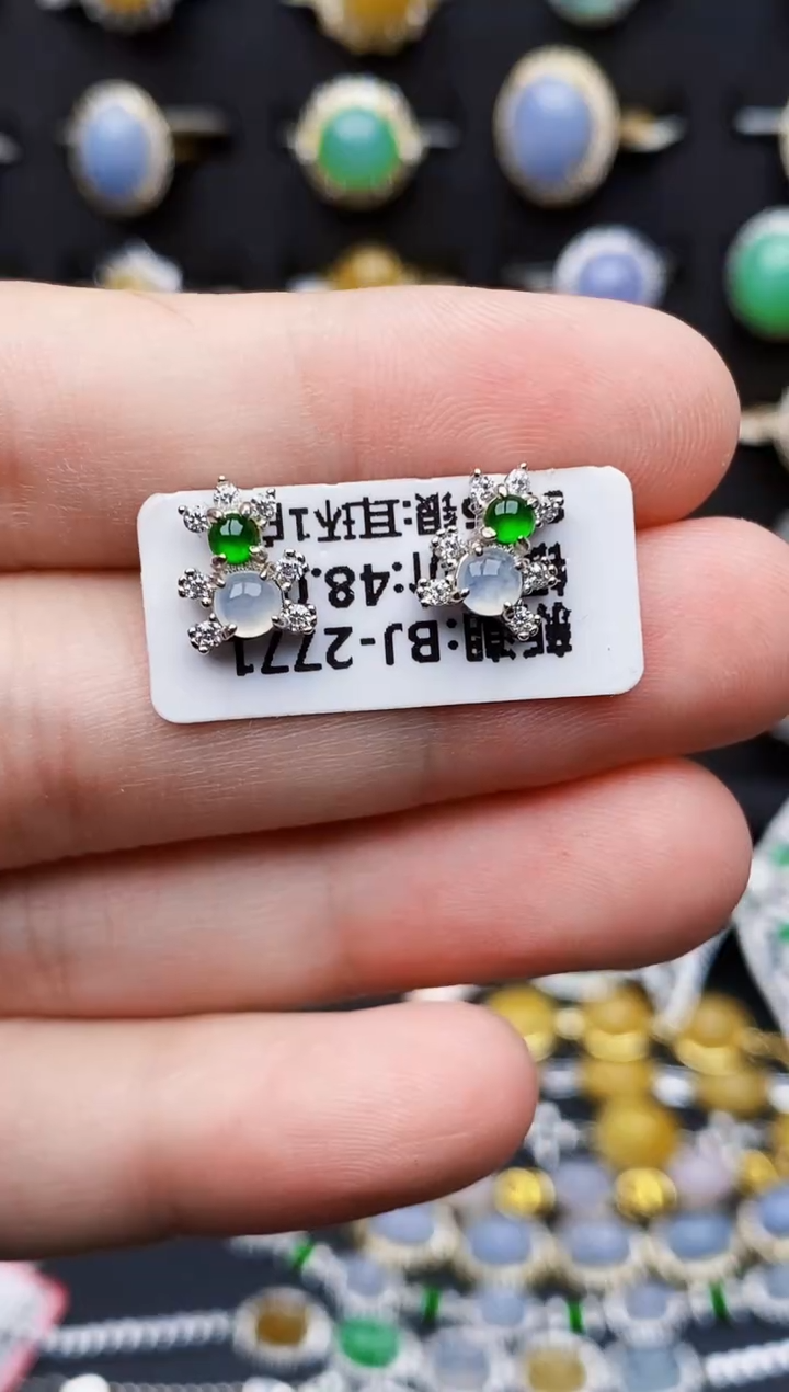 银S925镶嵌戒指翡翠0243