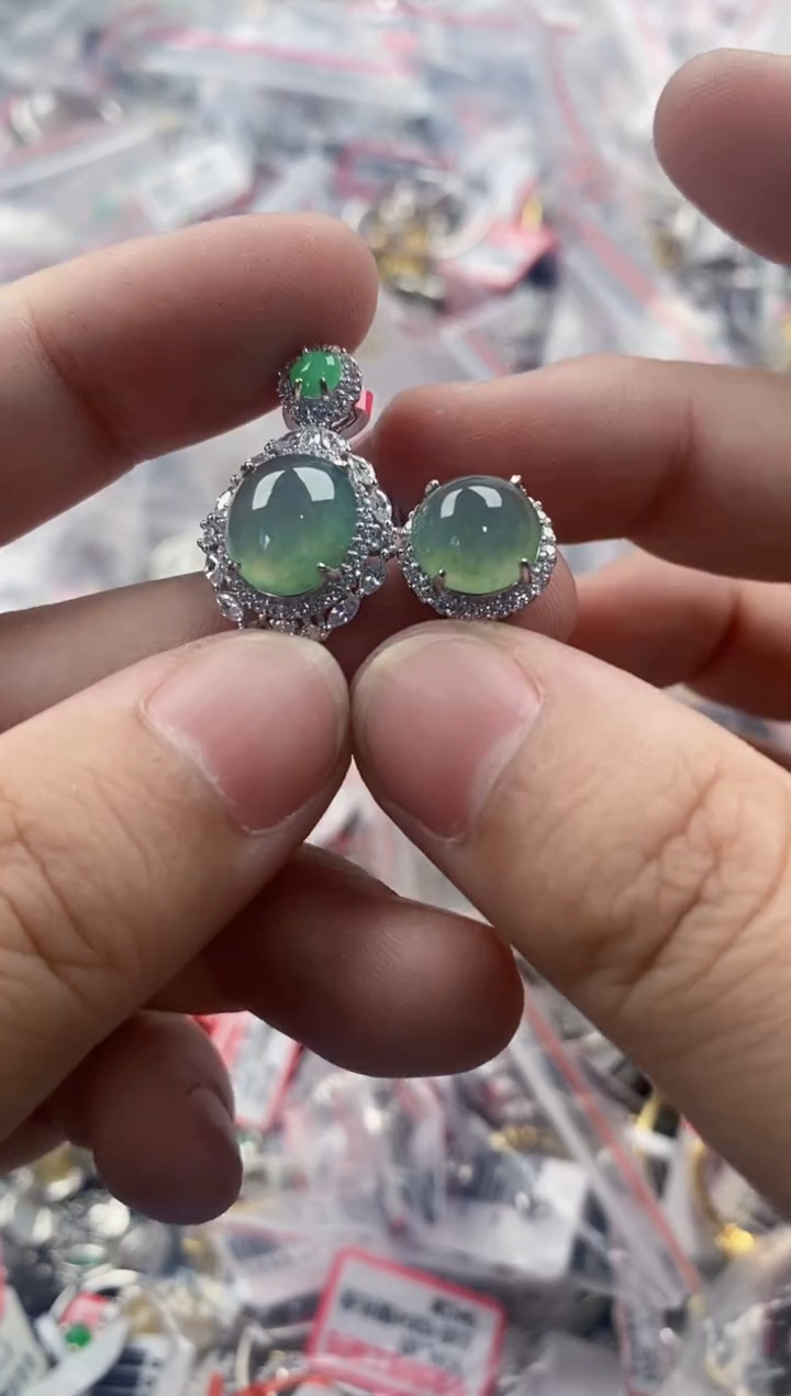 银S925镶嵌戒指翡翠555   2