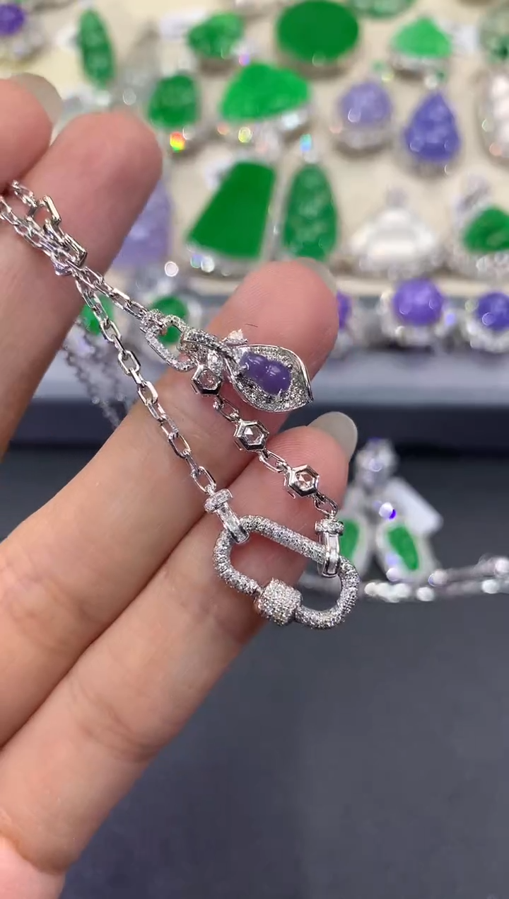 【闪购商品】翡翠吊坠(不含链)18K金镶嵌w22 紫货有色差