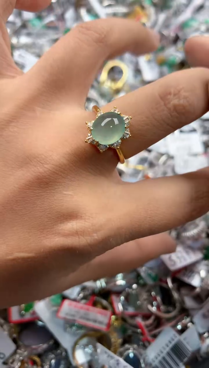 银S925镶嵌戒指翡翠11          10