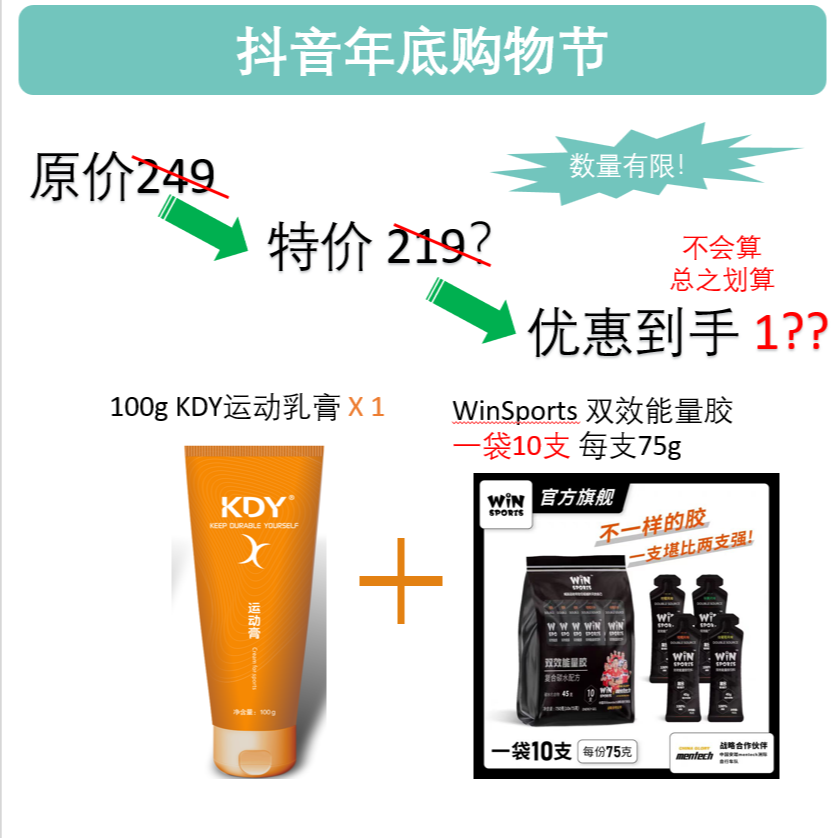限量E-KDY运动乳膏1大 WinSport威赢能量胶1袋10只装 新日期