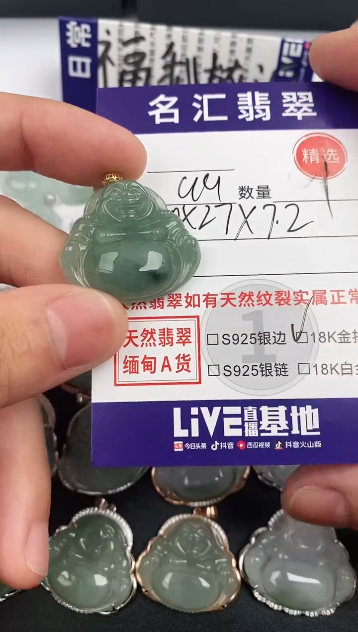 翡翠18K金镶嵌颈饰·