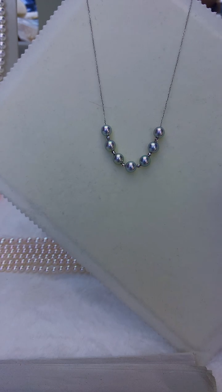 【岛主珍珠】星河璀璨海水珍珠18K金微笑银灰蓝色满天星经典项链