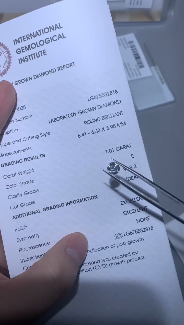 【闪购商品】实验室培育钻石裸石未镶嵌1.01E675532818