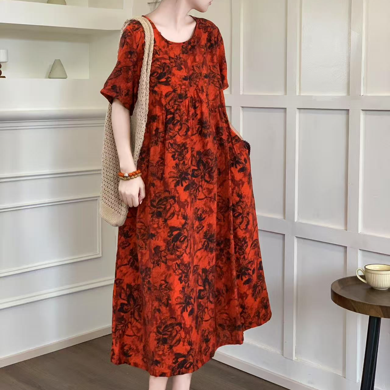 10742新款夏季洋气宽松显瘦减龄连衣裙QZ