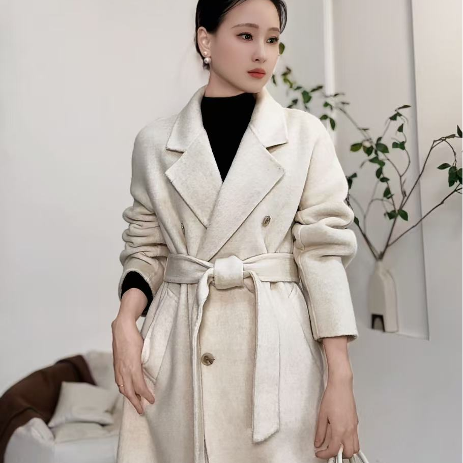 (燕子专属）【依服丽同款】羊毛经典双排门襟腰带双面小个子大衣女