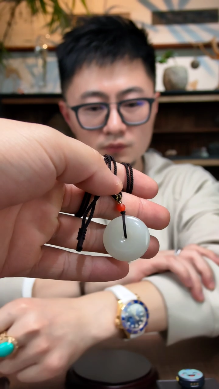 颈饰未镶嵌和田玉白玉平安扣吊坠YR