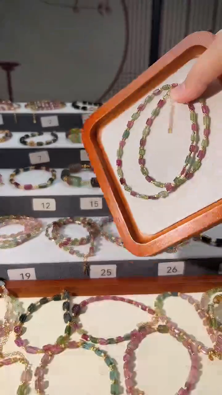 银S925镶嵌手链碧玺6381