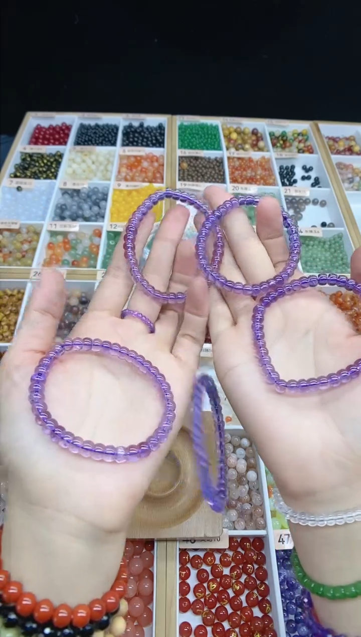 【闪购商品】水晶手串未镶嵌紫水晶直切4-7多样性发一