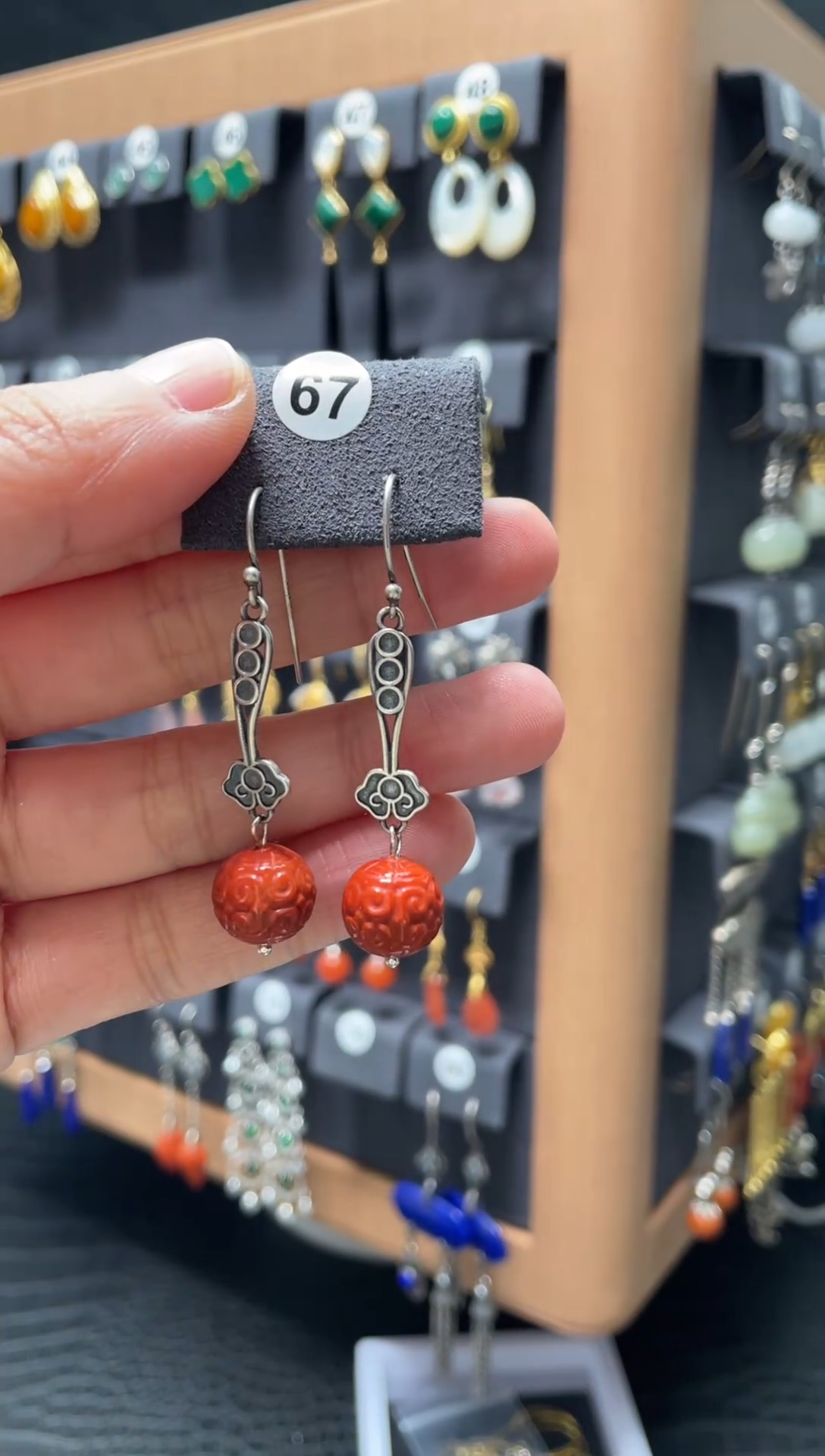 【闪购商品】南红玛瑙耳饰银S925镶嵌0067