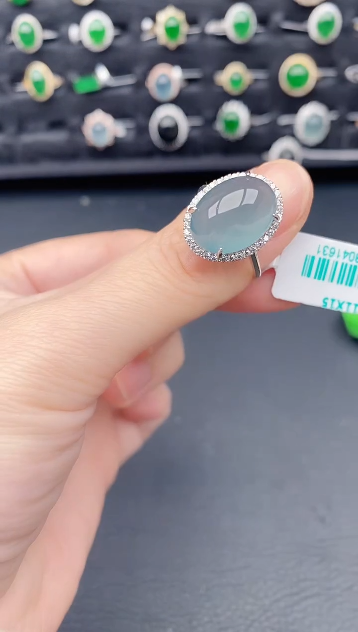 银S925镶嵌戒指翡翠天然a货翡翠391