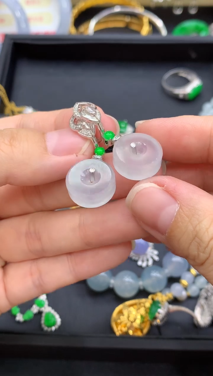 18K金镶嵌翡翠耳饰641-中国好珍宝