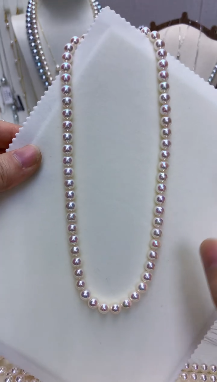 【闪购商品】海水珍珠饰品银S925镶嵌7-7.5满珠链·奶奶的脸