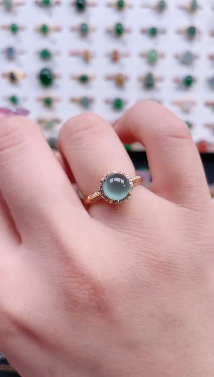 银S925镶嵌戒指翡翠天然翡翠