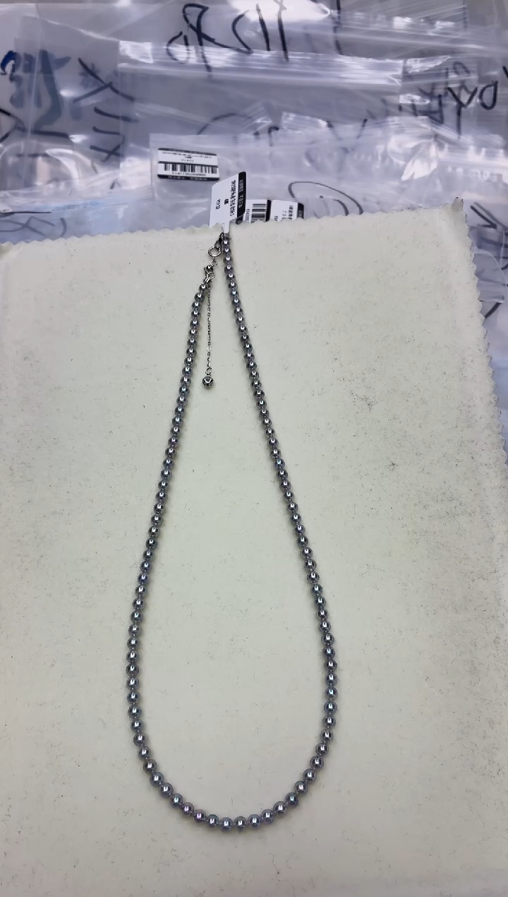 未镶嵌DA海水珍珠灰珠串链3-4 y1132