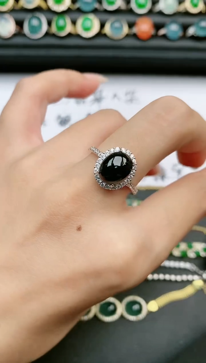 翡翠戒指银S925镶嵌1111111